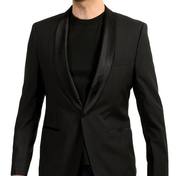 Hugo Boss Men's Black Wool Tuxedo One Button Blazer US 38R IT 48R - Picture 1 of 5